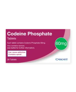 Buy Codeine Phosphate 60mg tablets by Crescent for effective relief of moderate to severe pain. Prescription-strength medication available in the UK.